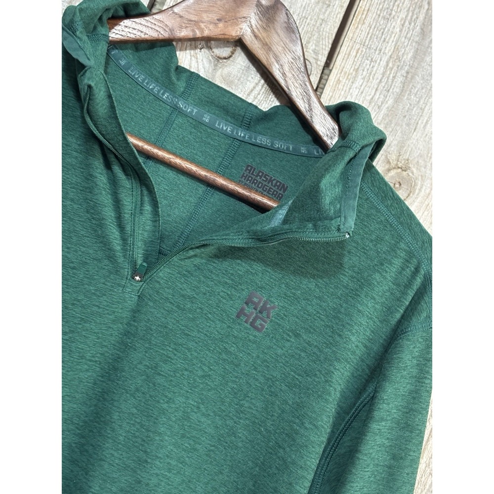Alaskan Hardgear Duluth Trading Mens M Green 1/4 Zip Hoodie Stretch Pullover‎